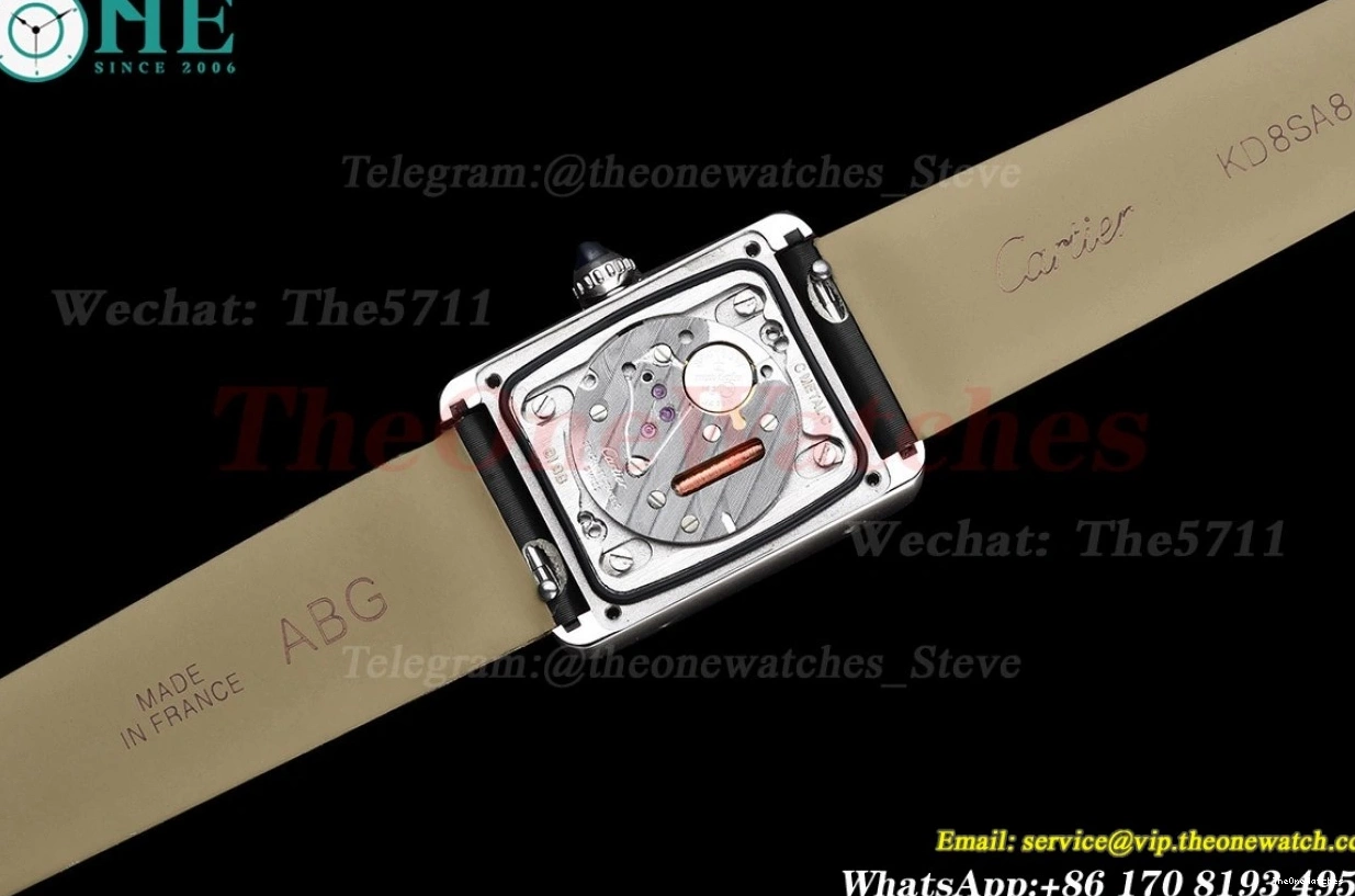 On Small Diamond Tank Bezel Quartz Must Strap Satin Black K11F 0419